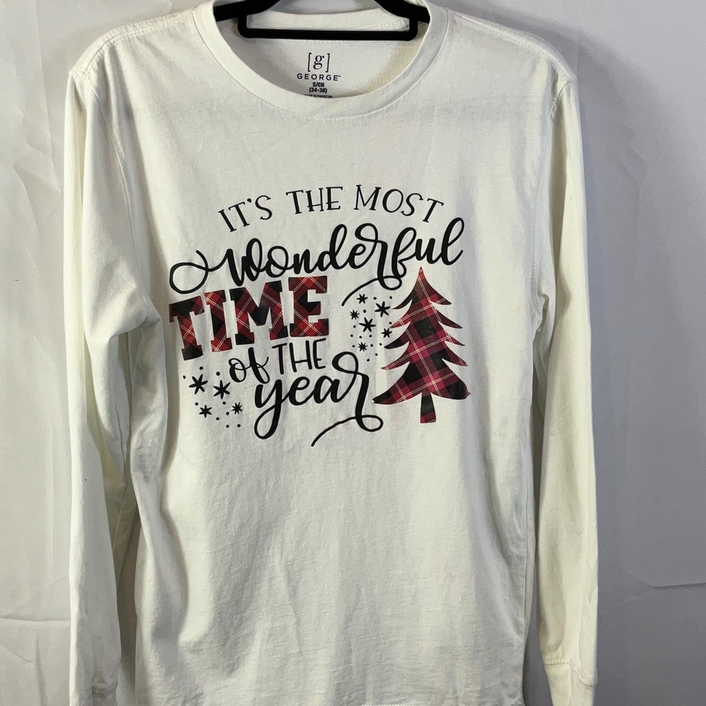 George White Long Sleeve Festive Holiday Shirt Size Small